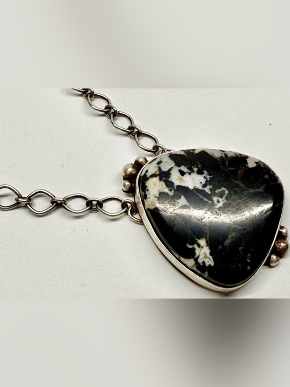 White Buffalo Turquoise Sterling Silver Pendant Necklace Western 925